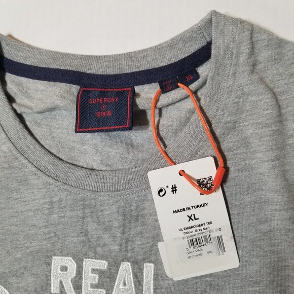 Superdry Real Graphic T-Shirt Gray Short Sleeve Logo Tee Size XL - Picture 6 of 6